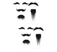 Abaodam 2pcs Black Halloween Fake Mustache and Beard Self-adhesive Realistic Simulation Beards Party Decor Cosplay Costume Accessory for Parties and Pranks Made of Special Material