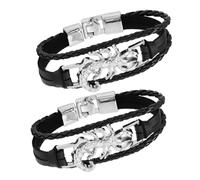 Abaodam 2pcs Black Leather Scorpion Bracelets for Men Punk Gothic Cuff Wristbands Trendy Street Style Accessories
