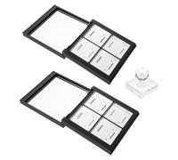 Abaodam 2pcs Black Refillable Eyeshadow Storage Case with 4 Grid Magnetic Closure and Built-in Mirror, Portable Aluminum and Plastic DIY Makeup Organizer for Travel and Work