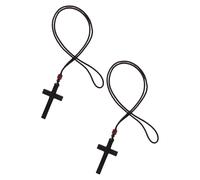 Abaodam 2pcs Blackwood Handcrafted Wooden Cross Necklace Pendant, Religious Catholic Crucifix Jewelry for Men Women, Prayer Choker Necklace Gift for Church and Costume