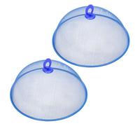 Abaodam 2pcs Blue Iron Mesh Dome Food Covers with Handle, Convenient to Move and Keep Out Food Protectors, for Outdoors Parties, Picnics, and Bbqs