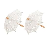 Abaodam 2pcs Bride Lace Umbrellas for Wedding Vintage Decorative Parasol for Wedding Photo Booth Props and Outdoor Bridal Use