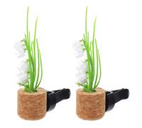 Abaodam 2pcs Car Outlet Clip Car Air Vent Decoration Aromatherapy Not Easy to Get Deformed Cork Plastic Simulated Potted Plants Elegant Design Vehicle Interior Decoration