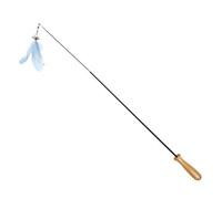 Abaodam 2pcs Carbon Fiber Cat Teasing Stick with Wooden Handles Retractable Interactive Teaser Rods for Indoor Cats and Kittens Sturdy Play in Blue and Pink for Exercise and Entertainment