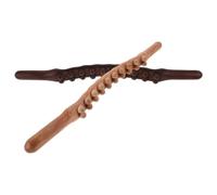 Abaodam 2pcs Carbonized Massage Stick Gua Sha Body Stick Dual Row Wood Roller Massager for Back and Skin, Full Body Muscle Relief, Home Use, Women
