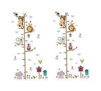 Abaodam 2pcs Cartoon Zoo Animals Growth Chart Wall Stickers for Boys and Girls Rooms Fun Decals for Height Measurement Removable Wall Art Boy Girl's Decor