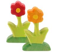 Abaodam 2pcs Carved Wooden Flower Blocks for Miniature Garden Building with Realistic Micro Scenes Handcrafted DIY Landscape for Boys Creative Family Interaction Play