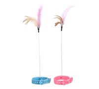 Abaodam 2Pcs Cat Teaser Wand and Collar Interactive for Indoor Cats Engaging Plume Rod for Active Play Safe Fun Self Play Teasing