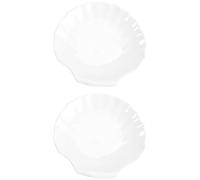 Abaodam 2pcs Ceramic Food Plates Shell Shape Serving Platters White Food-Grade Material Handy and Sturdy for Restaurant and Multiple Occasions