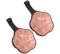 Abaodam 2pcs Ceramic Ink Dishes Ice Crack Pattern, Multifunctional Flower-shaped Pen Rack and Writing Brush Ink Plate for Calligraphy and Painting, Pink