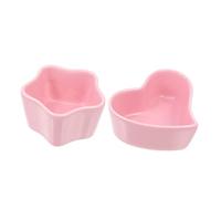 Abaodam 2pcs Ceramic Small Hamster Bowl No-tip Feeding Bowls Chew-resistant Pet Dishes for Hamsters and Bunnies with Lucky Star Heart Shapes