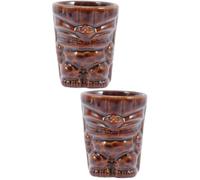 Abaodam 2pcs Ceramic Tiki Mug 50ml Mini Cocktail Cup with Delicate Colour and Smooth Touching Feeling, Lightweight Decorative Tiki Cup for Home and Party Use