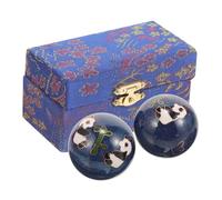 Abaodam 2pcs Chinese Baoding Massage Hand Balls with Low-Temperature Enamel Surface Ergonomic Palm Relaxation Fitness Spheres for Finger Exercise and Muscle Relief Panda Bamboo Patterned