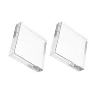 Abaodam 2pcs Clear Glass Square Paperweight Durable Transparent Decorative Blocks for Office Home Desk Crafts Book Organizer with Compact Stable Space Saving Design