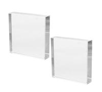 Abaodam 2pcs Clear Glass Square Paperweights Compact Decorative Blocks for Office Desk Sewing Weights Home Decor Smooth Finish Durable and Space Saving Design