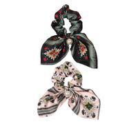 Abaodam 2pcs Colorful Hair Scrunchies for Women with Bowknot Design Smooth Texture Lightweight Polyester Hair Ties That Don’t Pull Or Damage for Yoga and Party Use