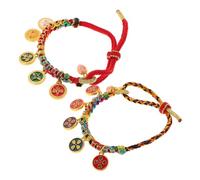 Abaodam 2pcs Colorful Handwoven Tibetan Rope Bracelet Five Way God of Wealth Wristband for Men Women Cotton Thread Luck Charm Ethnic Jewelry