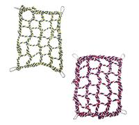 Abaodam 2PCS Colorful Woven Climbing Net Hammock for Hamster Squirrel and Parrot Sturdy Practical Indoor Play Area Fun Comfortable Pet Accessory Red Yellow Design