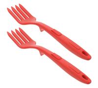 Abaodam 2pcs Cooking Fork Fried Noodle Fork Silicone Lightweight Anti-scalding Classic Style Kitchen Supply Utensils for Home Cooking