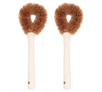 Abaodam 2pcs Cookware Cleaning Brush Pot Cleaning Tool 8.5in Wood Handle Coir Material Convenient to Use Effortless to Clean for Daily Life Use