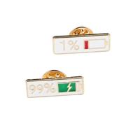 Abaodam 2pcs Creative Japanese Style Battery Indicator Lapel Pins for Couples Zinc Alloy Expression Badge Brooches for Collar Bag Scarf Accessories