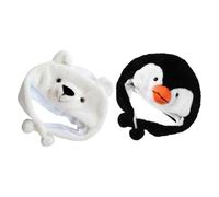 Abaodam 2pcs Cute Animal Hat Elastic Plush Penguin Polar Bear Beanie for Boys Cosplay Halloween Party Role Play Accessories Warm Breathable Seasonal Cap