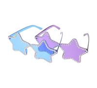 Abaodam 2pcs Decorative Eyeglasses Rhinestone Star Shaped for Women Girls Package Frameless Rimless Sunglasses Party Favor for Disco Festival Carnival Novelty Photo Props Eyewear