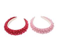 Abaodam 2pcs Delicate Pearl Design Hairbands for Women and Lightweight Comfortable Sponge Headbands with Elegant Structure for Daily Decor and Makeup Use