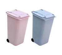 Abaodam 2pcs Desktop Trash Can Set Lightweight Portable Multi-function Garbage Pail with Cover, Decorative Simple Shape Design for Home Accessory and Office Use