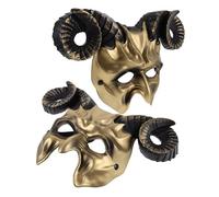 Abaodam 2pcs Devil Horn Half Face Mask for Halloween Party and Role Play Breathable Carnival with Unique Animal Horn Design Suitable for Adult Cosplay and Festival Events