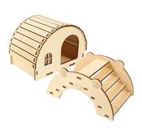 Abaodam 2pcs DIY Wooden Hamster Hideout Bridge for Small Pets Habitat Decor | Comfortable, Easy to Clean, Safe to Eat and Play, Beige Wood for Hamster and Small PET Use