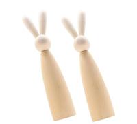 Abaodam 2pcs DIY Wooden Rabbit Figures Unfinished Wood Craft for Painting and Decorating Creative Rabbit Ornaments for Home Party Table Centerpiece Handcrafts Gift