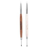 Abaodam 2pcs Double-ended Nail Art Pen Dual Ended Carving Tool Wood Metal Acrylic for Watercolour and 3d Nail Designs Compatible with Acrylic Paint for Professional Salon Artists