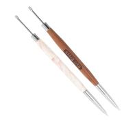 Abaodam 2pcs Double Ended Nail Brush Set with Wood and Acrylic Handles Dual Functionality for Watercolor and 3d Nail Designs Precision Sculpting Tools and Professional Salon Artists