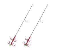 Abaodam 2pcs Double-layer Fish Hooks Stainless Steel Multi-hook Design Wear-resistant Squid and Octopus Anchor Hooks for Outdoor Fishing