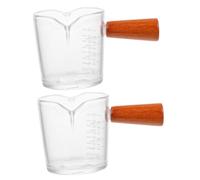 Abaodam 2pcs Double Mouth Glass Cup with Handle Measuring Latte Art Cup for Coffee Food-grade Glass for Mixing and Daily Use