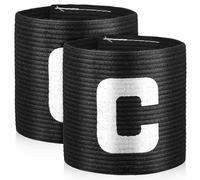 Abaodam 2pcs Elastic Black Captain Armband for Team Leaders Made of Synthetic Fiber, and Highly Visible, for Soccer and Volleyball Players during Outdoor Matches