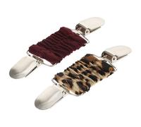 Abaodam 2Pcs Elastic Waist Shawl Clips for Women Cardigan Brooch Pins, Wine Red Leopard Pattern Clothes Lapel Brooch Clips, Anti-Exposure Scarf and Sweater Dress Accessories