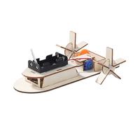 Abaodam 2pcs Electric Wooden Paddle Boat Model Kit for Handmade DIY Educational Puzzle Enhances Critical Thinking and Problem-solving Skills Through Scientific Assembly Random Color