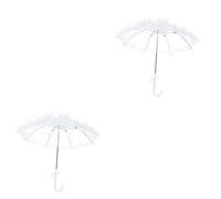 Abaodam 2pcs Elegant Embroidery Bridal Umbrella Handmade Lace Wedding Prop Sun Great for Photo Shoots Decor Party Small Classic Design