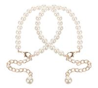 Abaodam 2pcs Elegant Pearl Shoe Straps for Heels Anti-slip Decorative Chains with Chic Beads Comfortable Fit for Women High Heel Shoes Gift for Birthdays and Holidays