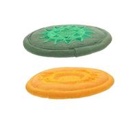 Abaodam 2pcs Embroidered Buddha Sound Bowl Mats 10cm Small round Dual-layer Cushions for Meditation and Singing Bowls, Handmade Religious Craft Pads in Green and Orange
