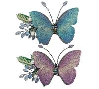 Abaodam 2pcs Embroidered Butterflies Hair Clips Duckbill Side Clips for Women, Alloy and Cloth Material, Beautiful Hair Decoration Suitable for Wedding and New Year Party