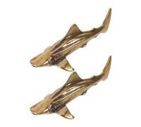 Abaodam 2pcs Fish Bird Bath Ornament Brass Animal Figures for Garden Patio Artistic Fish-inspired Solid Brass Mini Design Universal Birdbath Cleaner Outdoor Decor