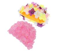 Abaodam 2pcs Flower Petal Swim Caps for Women Lightweight Wear Resistant Swimming Hats Flexible Cloth Design for Long Thick Hair Stylish and Comfortable Hair Protection for Bathing and