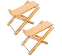 Abaodam 2pcs Folding Bamboo Bathroom Stools Squatting Footstools Toilet Step Stool for Adults Portable Folding Footstool for Home Toilet and Potty Use