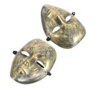 Abaodam 2pcs Full Face Retro Masquerade Masks for Adults, Vintage Golden Plastic Masks Comfortable Fit, Versatile Use for Masquerade Balls and Festive Events