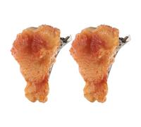 Abaodam 2pcs Funny Hairpins Funky Hair Accessories Pvc Chicken Drumstick Shape Sturdy Anti-slip Hair Clips Women Party Food Festivals