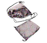 Abaodam 2pcs Glitter Sequin Drawstring Backpack Reversible Tote Bag for Sports Gym Beach Mermaid Party Bag