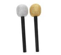Abaodam 2pcs Glittered Microphone Props Lightweight Plastic Fake Mics for Halloween Party Decorations Pretend Play Karaoke Dance Party Accessories